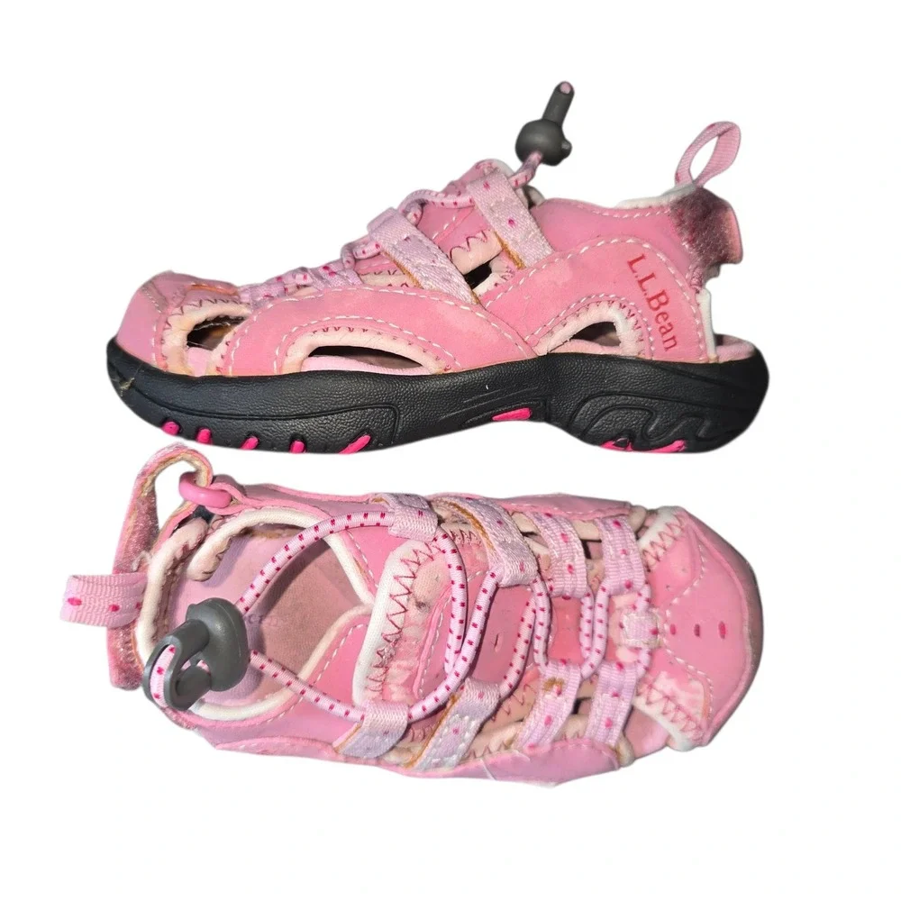 LL Bean Toddler Girls Pink‎ Closed Toe Water Sandals Shoes Size 5 Toggle Strap